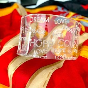 Rustic Cuff lucite breast cancer charity bracelet